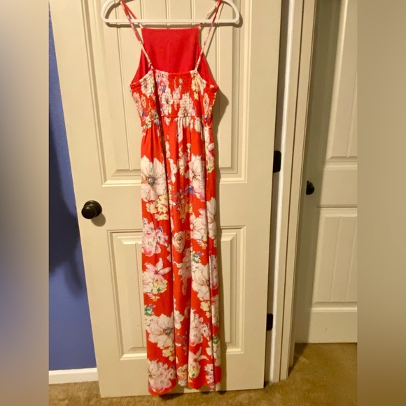 Band of Gypsies Pink Halter Long Maxi Dress with Floral Design - Picture 3 of 6